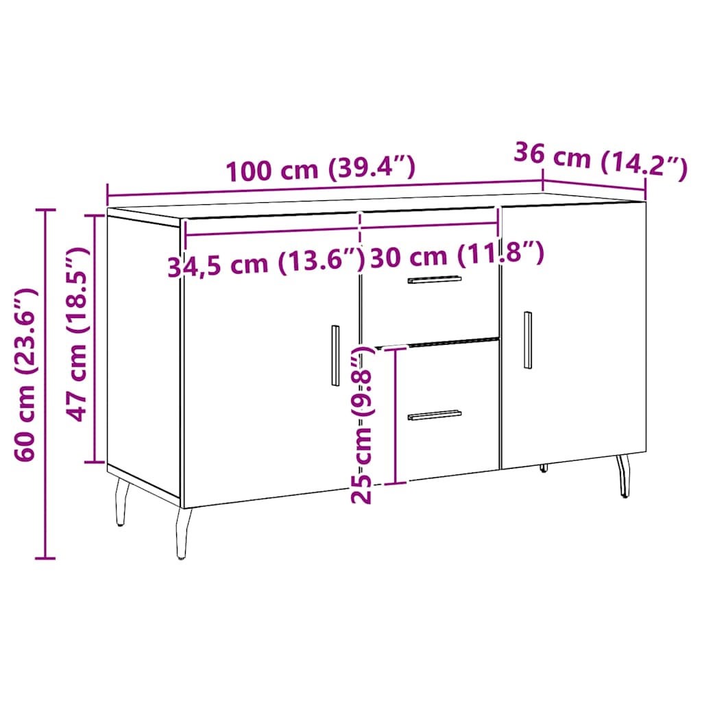Dressoir 100x36x60 cm bewerkt hout artisanaal eikenkleurig is nu te koop bij PeponiXL, paradijselijk wonen!