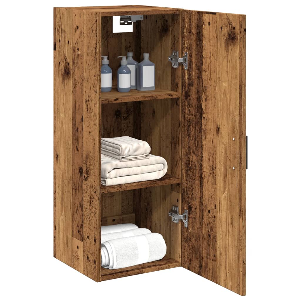 Wandkast 34,5x34x90 cm bewerkt hout oud houtkleur is nu te koop bij PeponiXL, paradijselijk wonen!