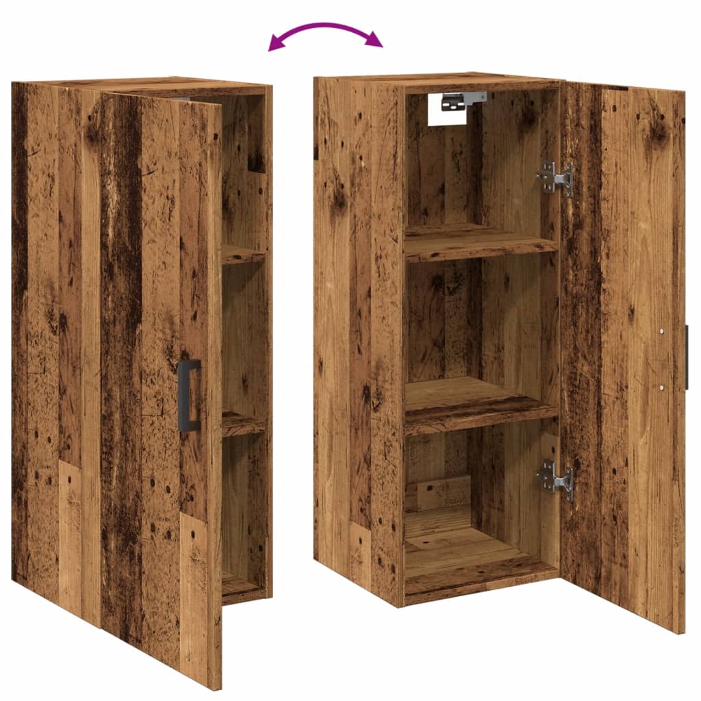 Wandkast 34,5x34x90 cm bewerkt hout oud houtkleur is nu te koop bij PeponiXL, paradijselijk wonen!