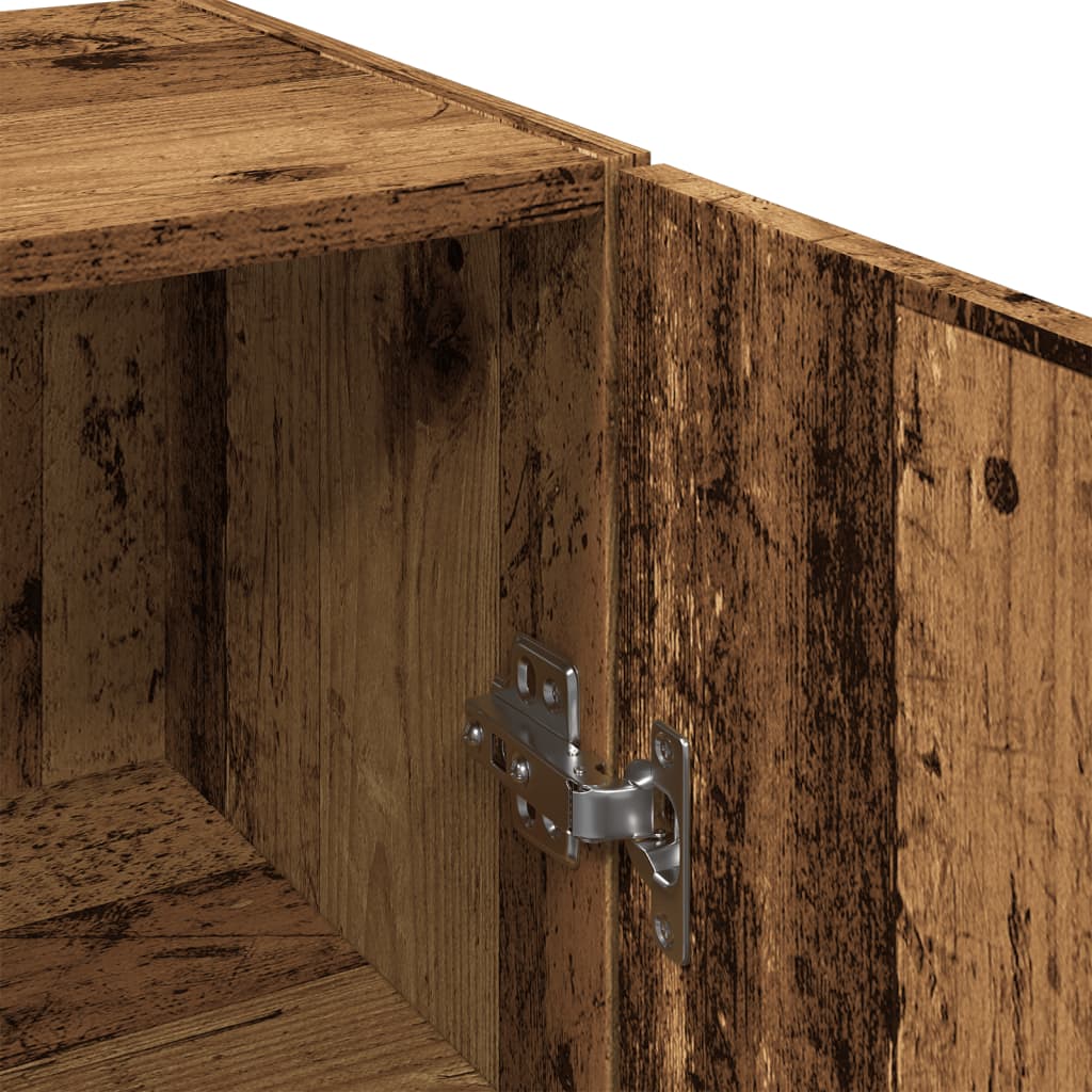 Wandkast 34,5x34x90 cm bewerkt hout oud houtkleur is nu te koop bij PeponiXL, paradijselijk wonen!