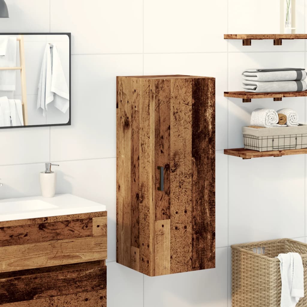 Wandkast 34,5x34x90 cm bewerkt hout oud houtkleur is nu te koop bij PeponiXL, paradijselijk wonen!