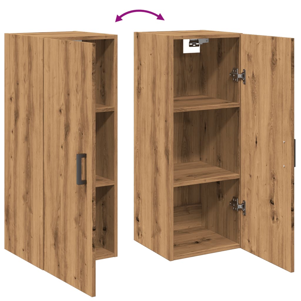Wandkast 34,5x34x90 cm bewerkt hout artisanaal eikenkleur is nu te koop bij PeponiXL, paradijselijk wonen!