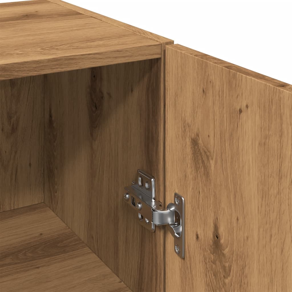 Wandkast 34,5x34x90 cm bewerkt hout artisanaal eikenkleur is nu te koop bij PeponiXL, paradijselijk wonen!