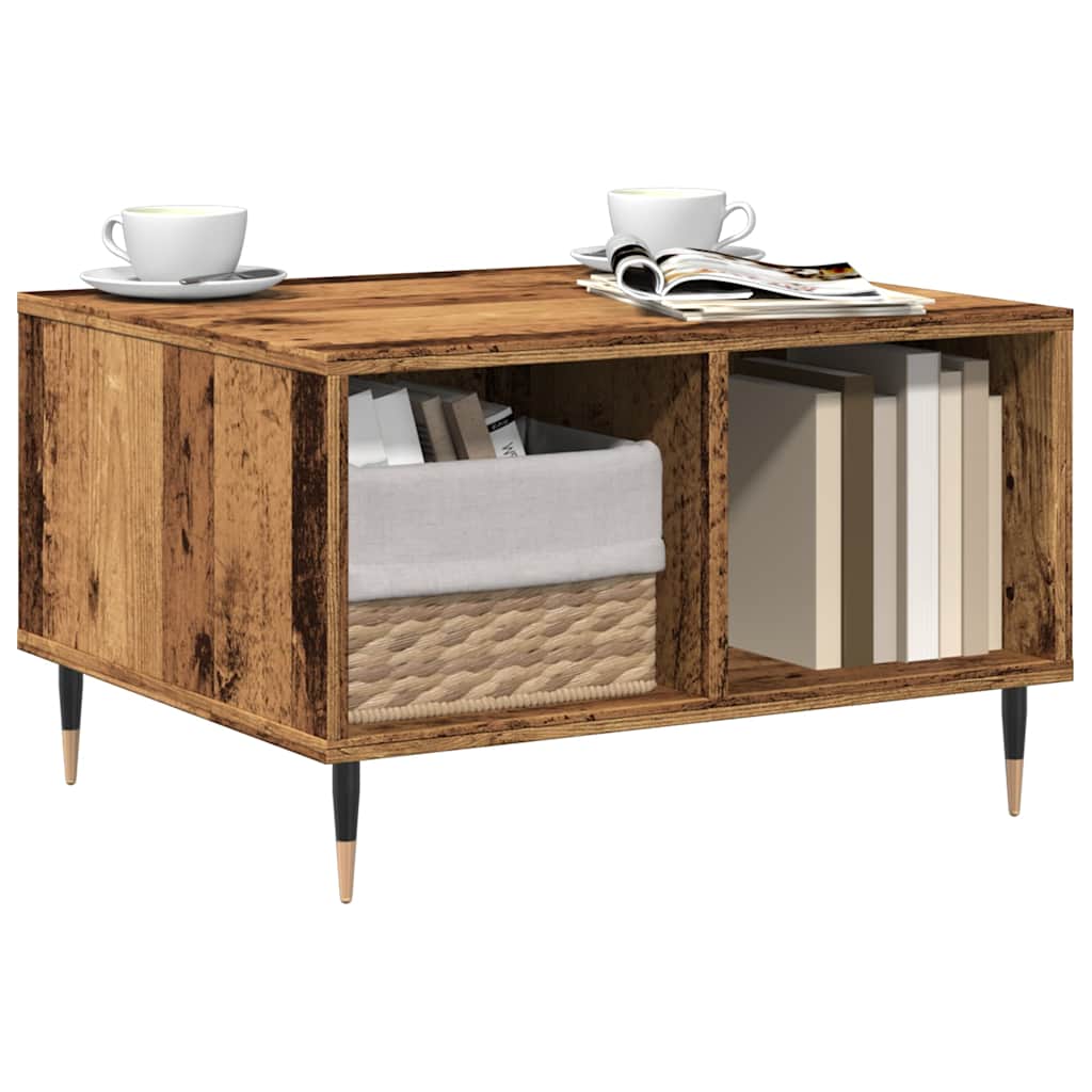 Salontafel 60x50x36,5 cm bewerkt hout oud houtkleurig is nu te koop bij PeponiXL, paradijselijk wonen!