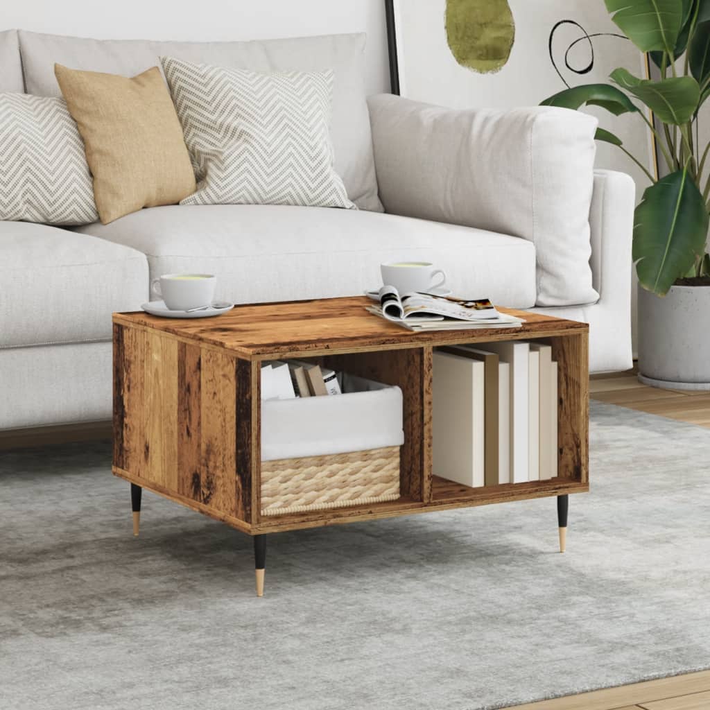 Salontafel 60x50x36,5 cm bewerkt hout oud houtkleurig is nu te koop bij PeponiXL, paradijselijk wonen!