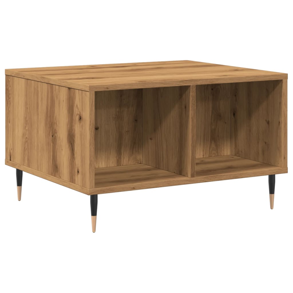 Salontafel 60x50x36,5 cm bewerkt hout artisanaal eikenkleur is nu te koop bij PeponiXL, paradijselijk wonen!