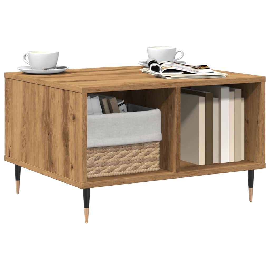 Salontafel 60x50x36,5 cm bewerkt hout artisanaal eikenkleur is nu te koop bij PeponiXL, paradijselijk wonen!
