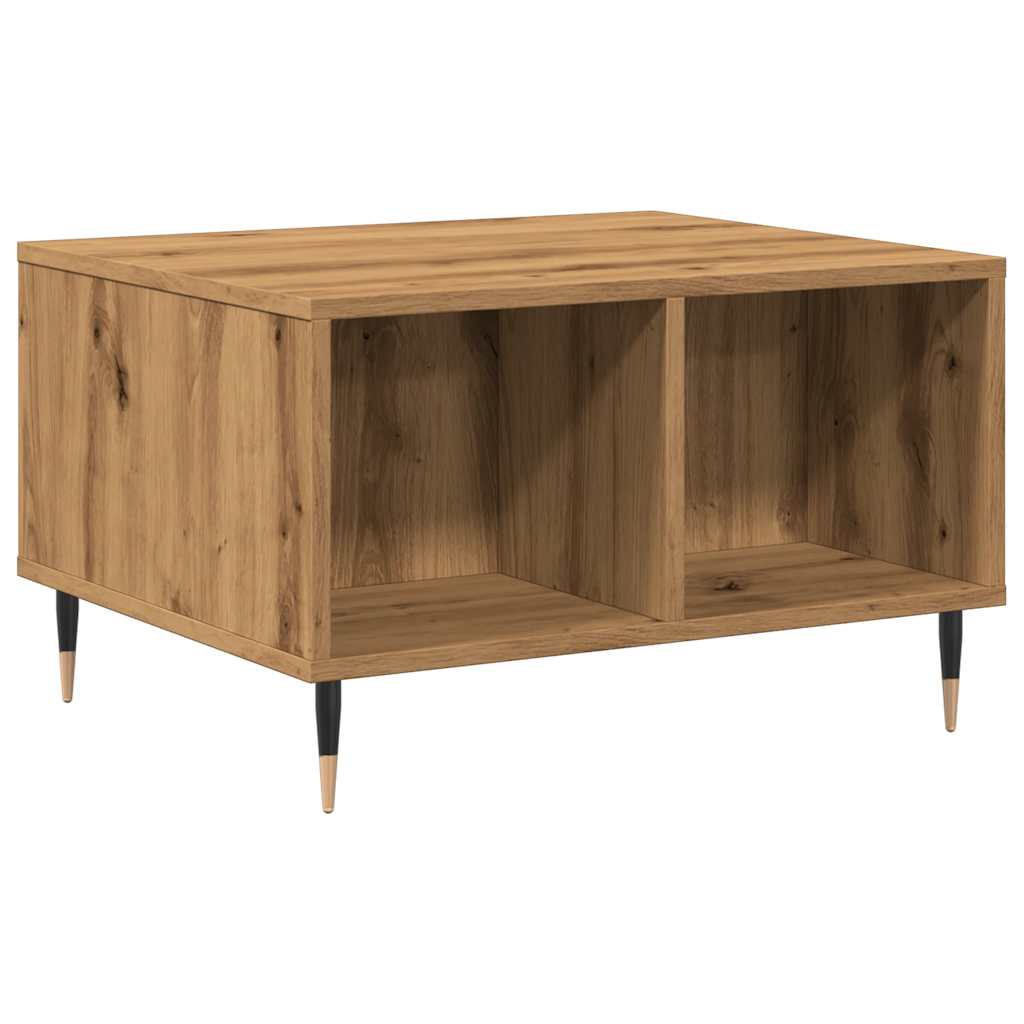 Salontafel 60x50x36,5 cm bewerkt hout artisanaal eikenkleur is nu te koop bij PeponiXL, paradijselijk wonen!