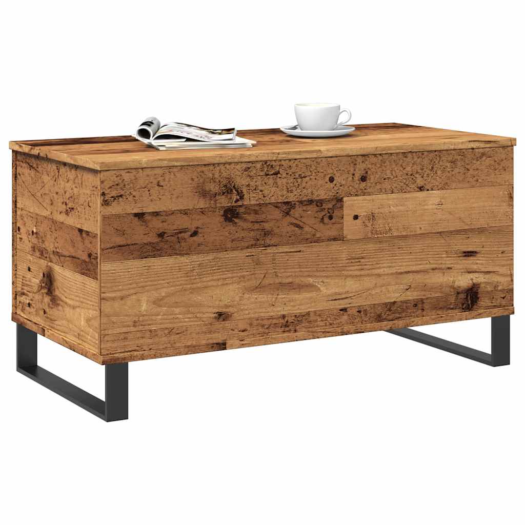 Salontafel 90x44,5x45 cm bewerkt hout oud houtkleurig is nu te koop bij PeponiXL, paradijselijk wonen!