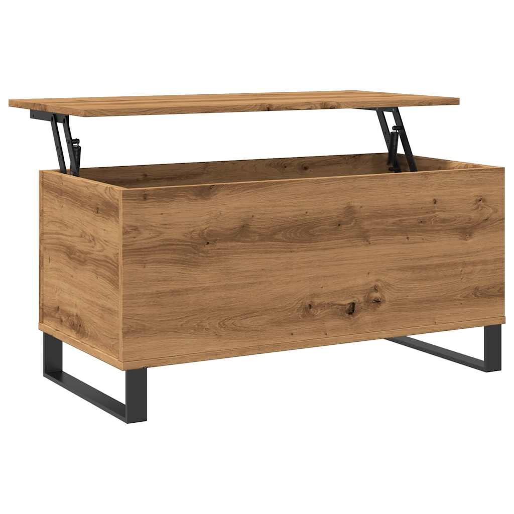 Salontafel 90x44,5x45 cm bewerkt hout artisanaal eikenkleurig is nu te koop bij PeponiXL, paradijselijk wonen!