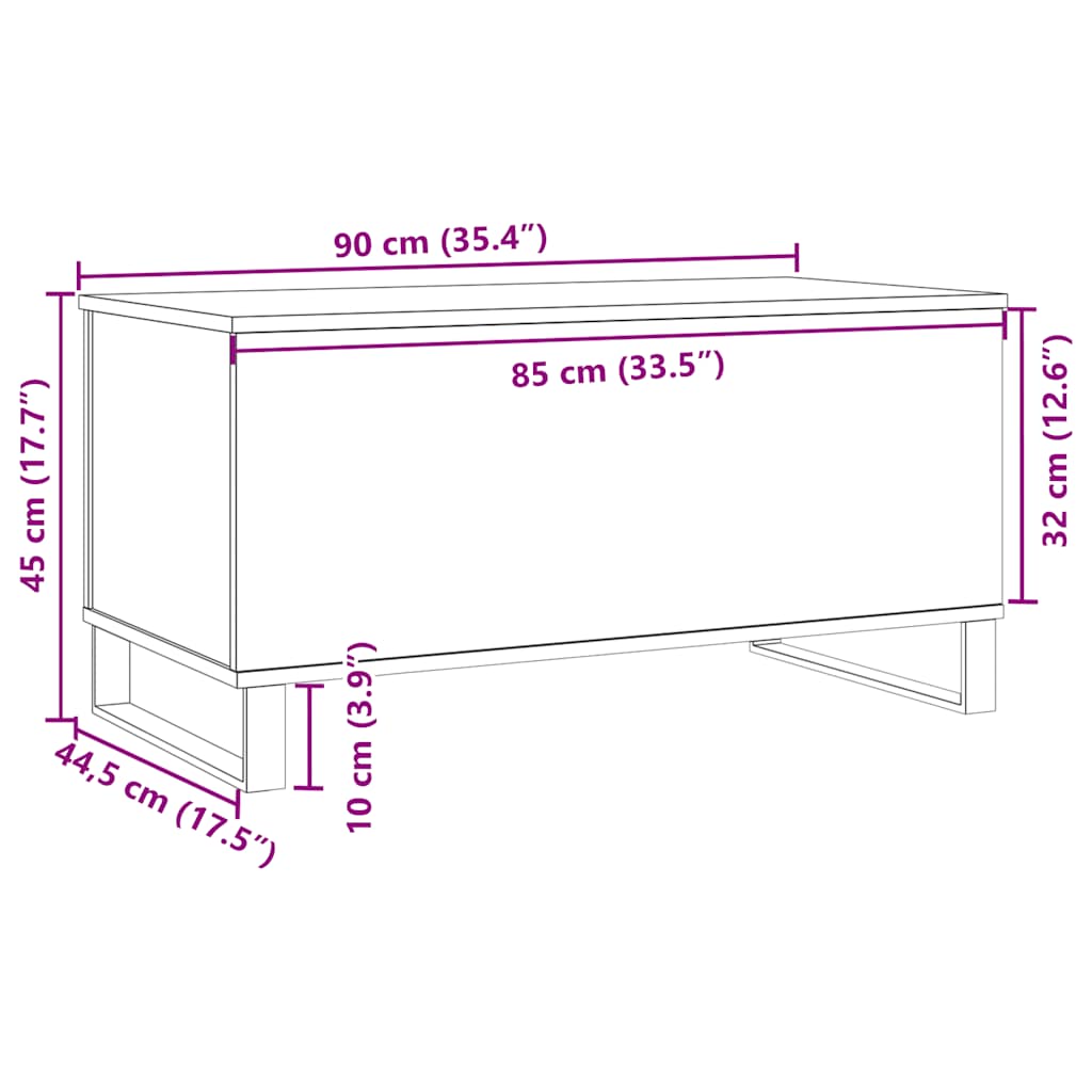 Salontafel 90x44,5x45 cm bewerkt hout artisanaal eikenkleurig is nu te koop bij PeponiXL, paradijselijk wonen!