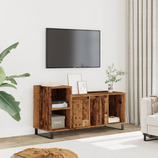 Tv-meubel 100x35x55 cm bewerkt hout oud houtkleurig is nu te koop bij PeponiXL, paradijselijk wonen!