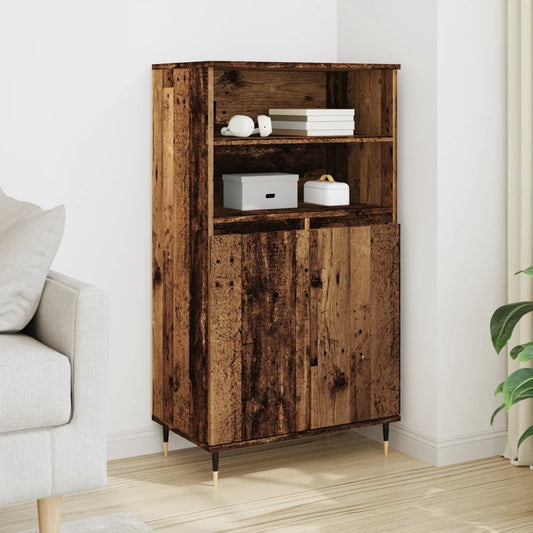 Hoge kast 60x36x110 cm bewerkt hout oud houtkleurig is nu te koop bij PeponiXL, paradijselijk wonen!