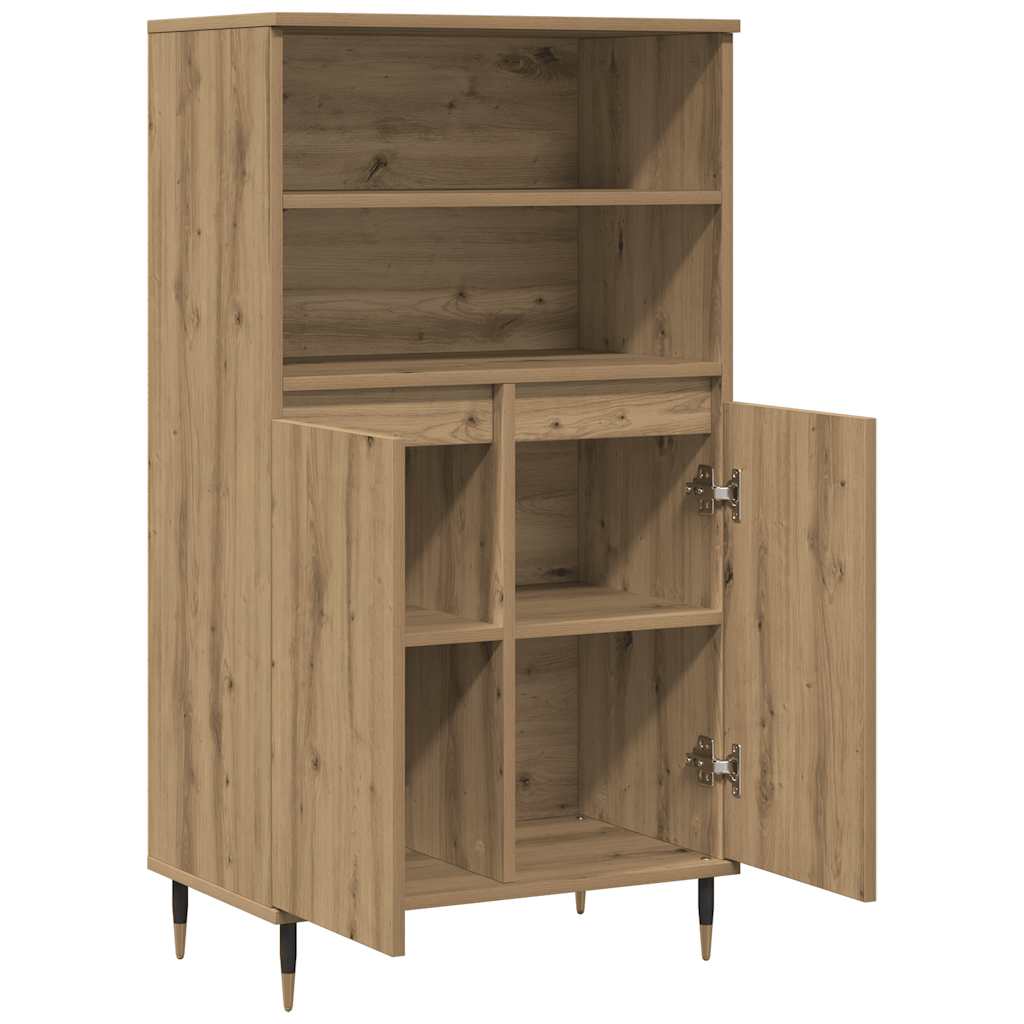 Hoge kast 60x36x110 cm bewerkt hout artisanaal eikenkleurig is nu te koop bij PeponiXL, paradijselijk wonen!