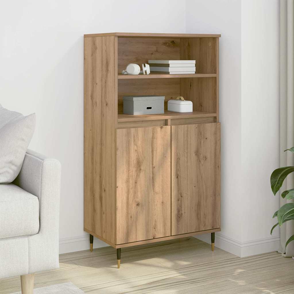 Hoge kast 60x36x110 cm bewerkt hout artisanaal eikenkleurig is nu te koop bij PeponiXL, paradijselijk wonen!