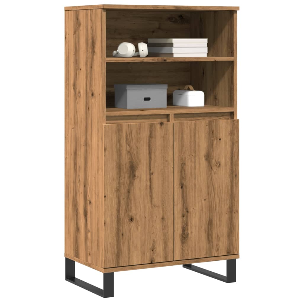 Hoge kast 60x36x110 cm bewerkt hout artisanaal eikenkleur is nu te koop bij PeponiXL, paradijselijk wonen!