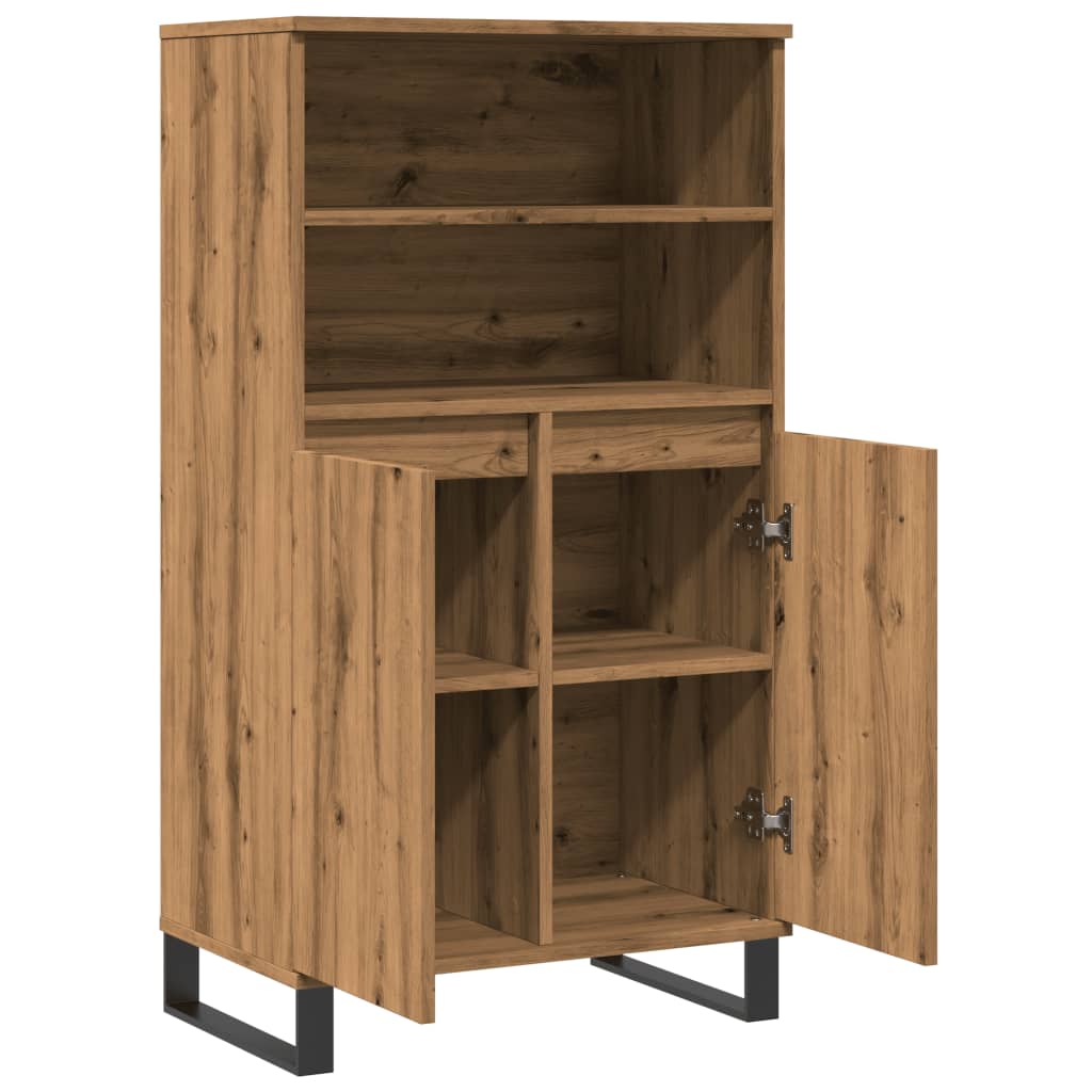 Hoge kast 60x36x110 cm bewerkt hout artisanaal eikenkleur is nu te koop bij PeponiXL, paradijselijk wonen!