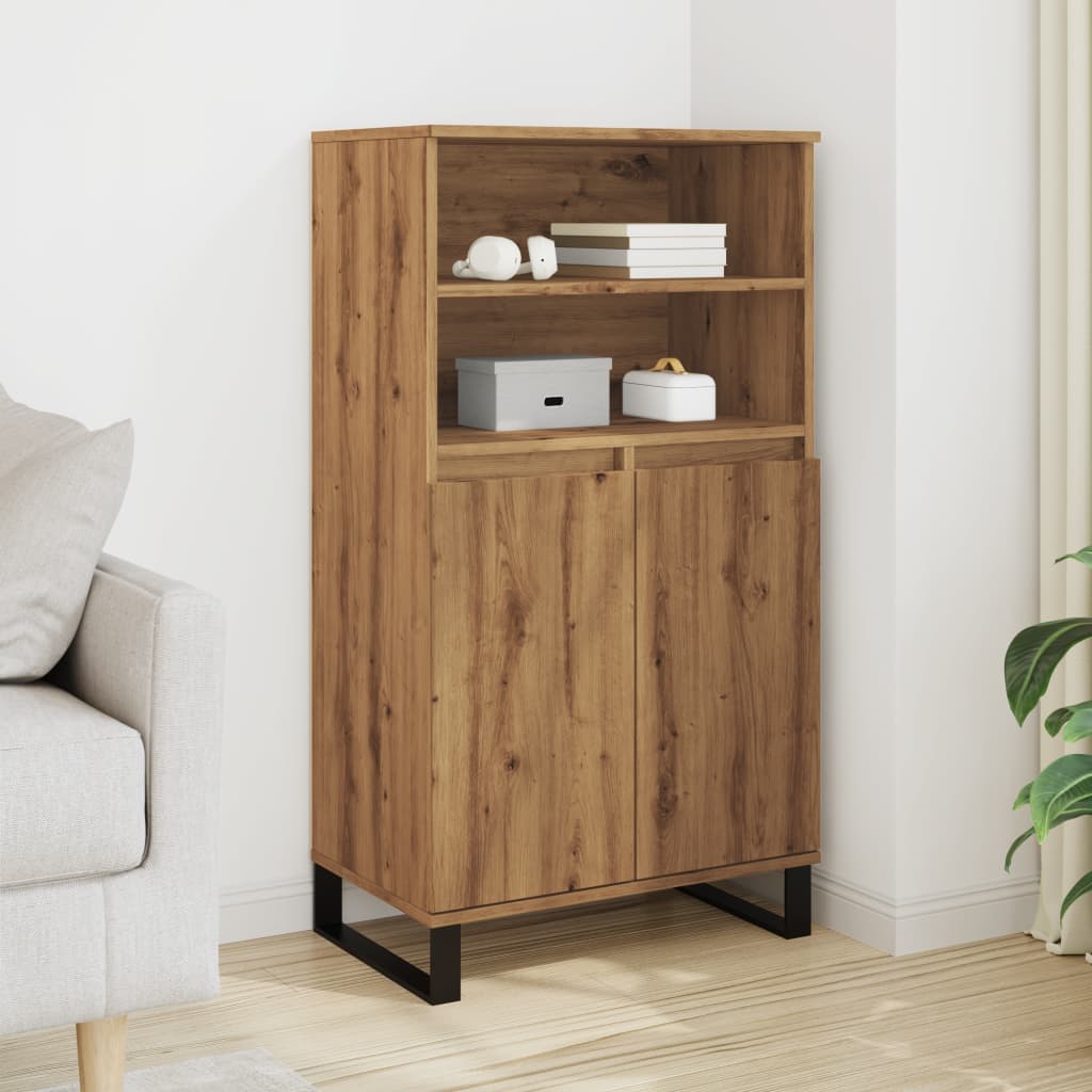 Hoge kast 60x36x110 cm bewerkt hout artisanaal eikenkleur is nu te koop bij PeponiXL, paradijselijk wonen!