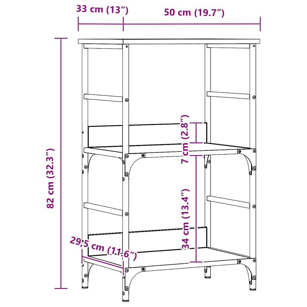 Boekenkast 50x33x82 cm bewerkt hout artisanaal eikenkleurig is nu te koop bij PeponiXL, paradijselijk wonen!