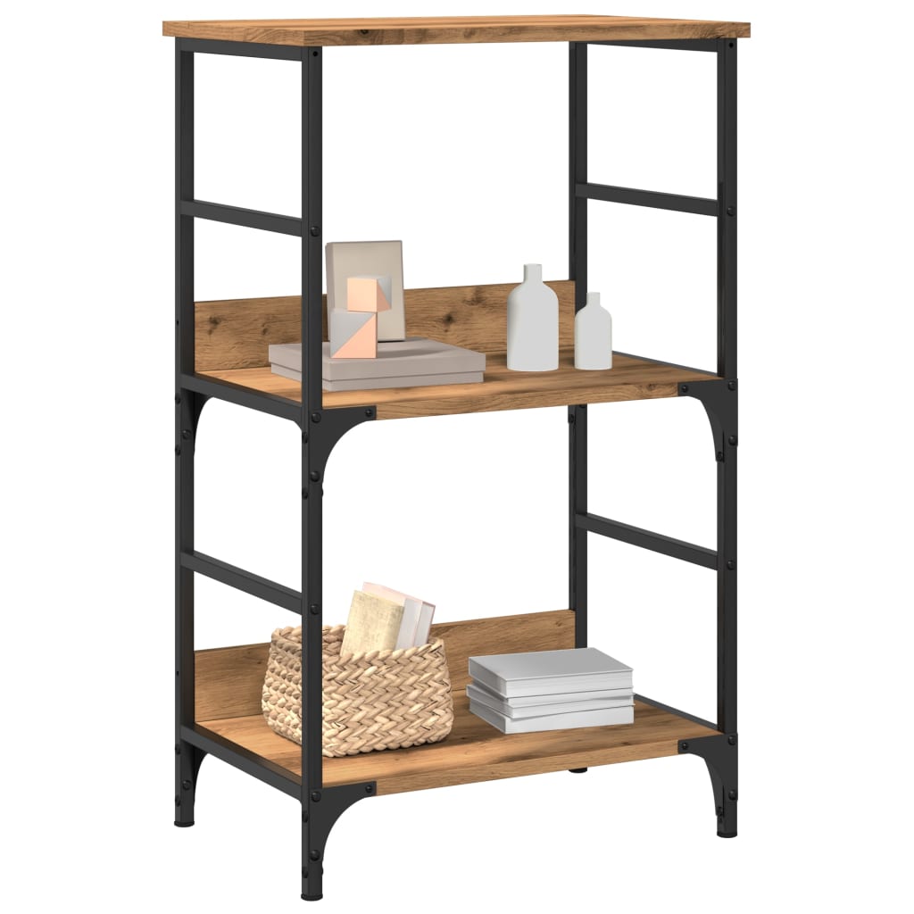 Boekenkast 50x33x82 cm bewerkt hout artisanaal eikenkleurig is nu te koop bij PeponiXL, paradijselijk wonen!