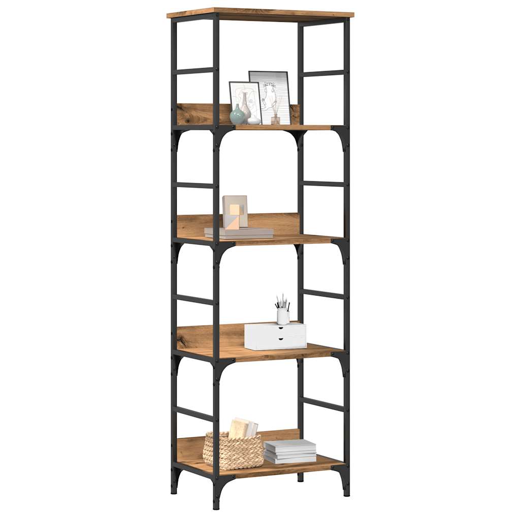 Boekenrek 50x33x153 cm bewerkt hout artisanaal eikenkleurig is nu te koop bij PeponiXL, paradijselijk wonen!