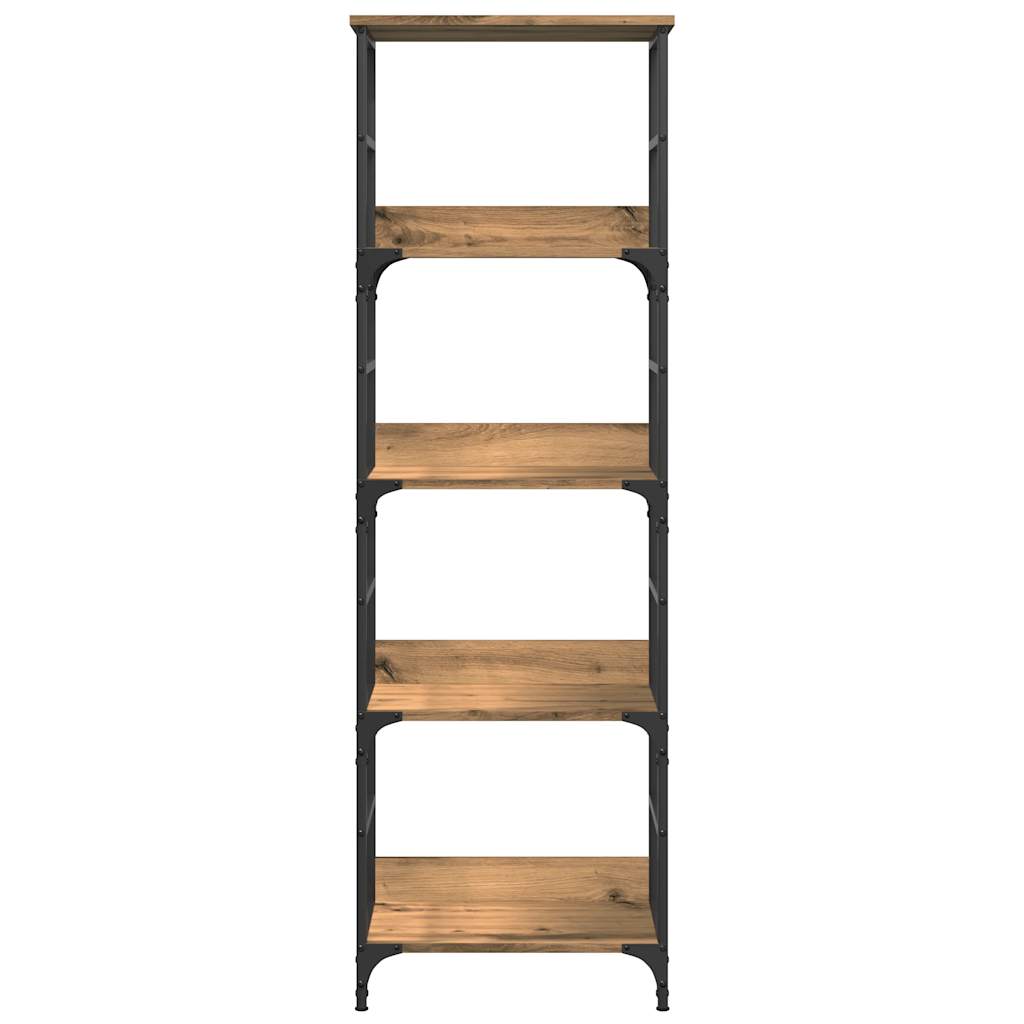 Boekenrek 50x33x153 cm bewerkt hout artisanaal eikenkleurig is nu te koop bij PeponiXL, paradijselijk wonen!