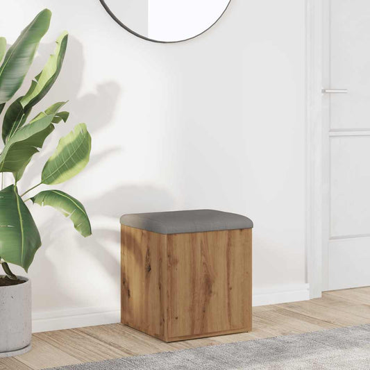 Opbergbankje 42x42x45 cm bewerkt hout artisanaal eikenkleur is nu te koop bij PeponiXL, paradijselijk wonen!