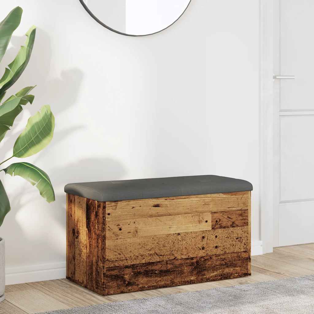 Opbergbankje 82x42x45 cm bewerkt hout oud houtkleurig is nu te koop bij PeponiXL, paradijselijk wonen!