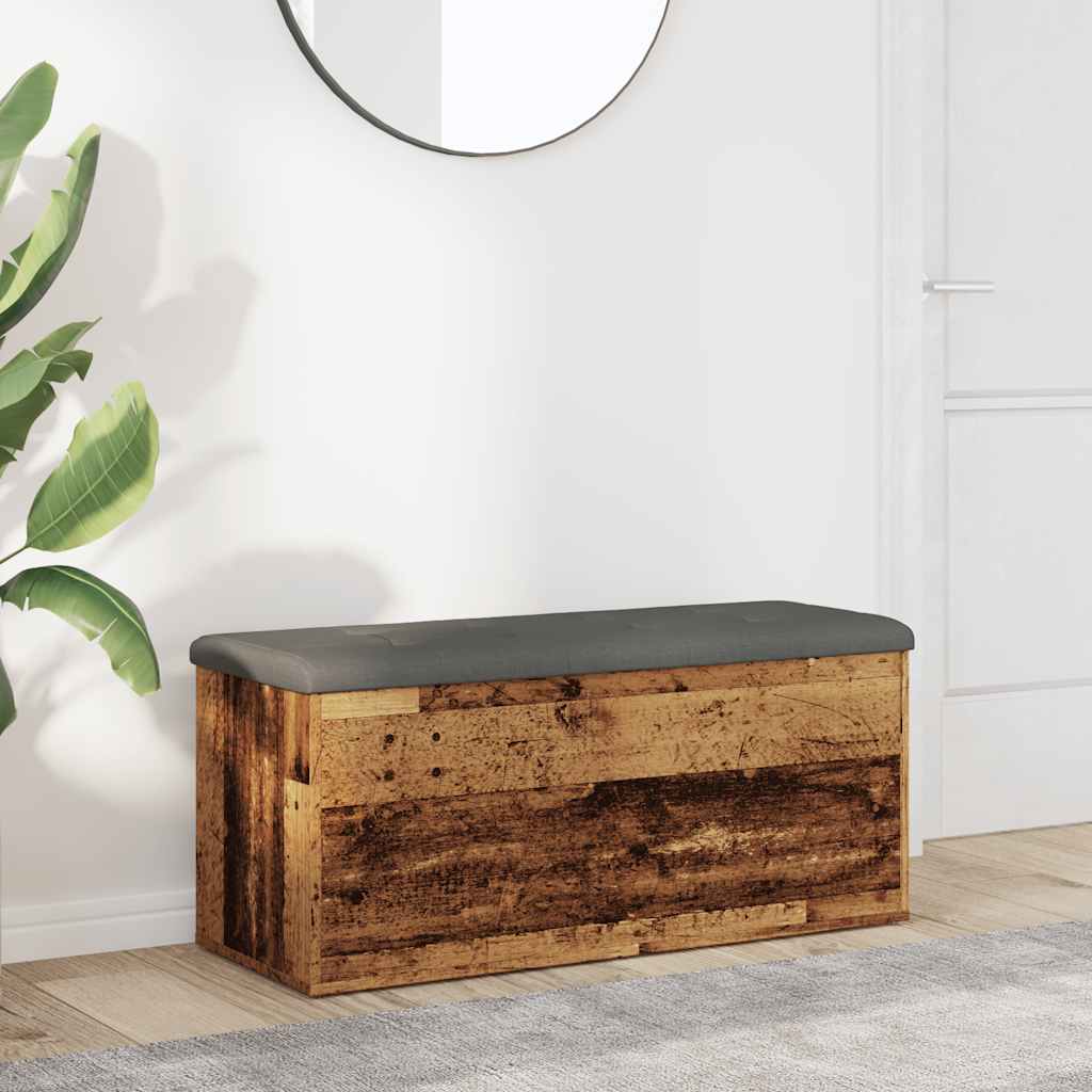 Opbergbankje 102x42x45 cm bewerkt hout oud houtkleurig is nu te koop bij PeponiXL, paradijselijk wonen!