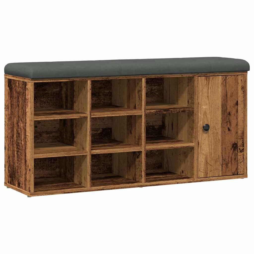 Schoenenbank 102x32x50 cm bewerkt hout oud houtkleurig is nu te koop bij PeponiXL, paradijselijk wonen!