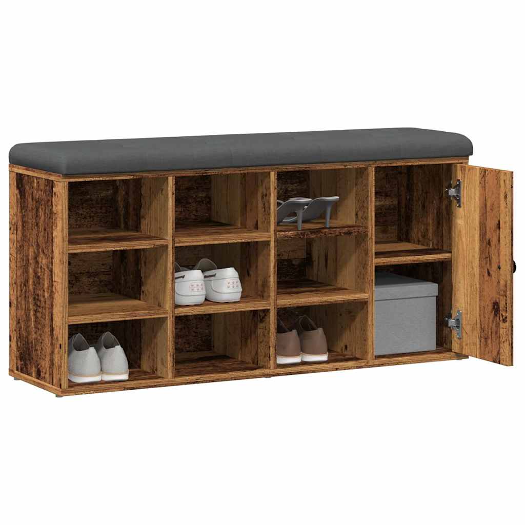 Schoenenbank 102x32x50 cm bewerkt hout oud houtkleurig is nu te koop bij PeponiXL, paradijselijk wonen!
