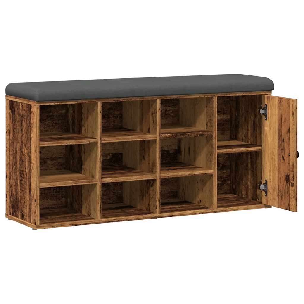 Schoenenbank 102x32x50 cm bewerkt hout oud houtkleurig is nu te koop bij PeponiXL, paradijselijk wonen!