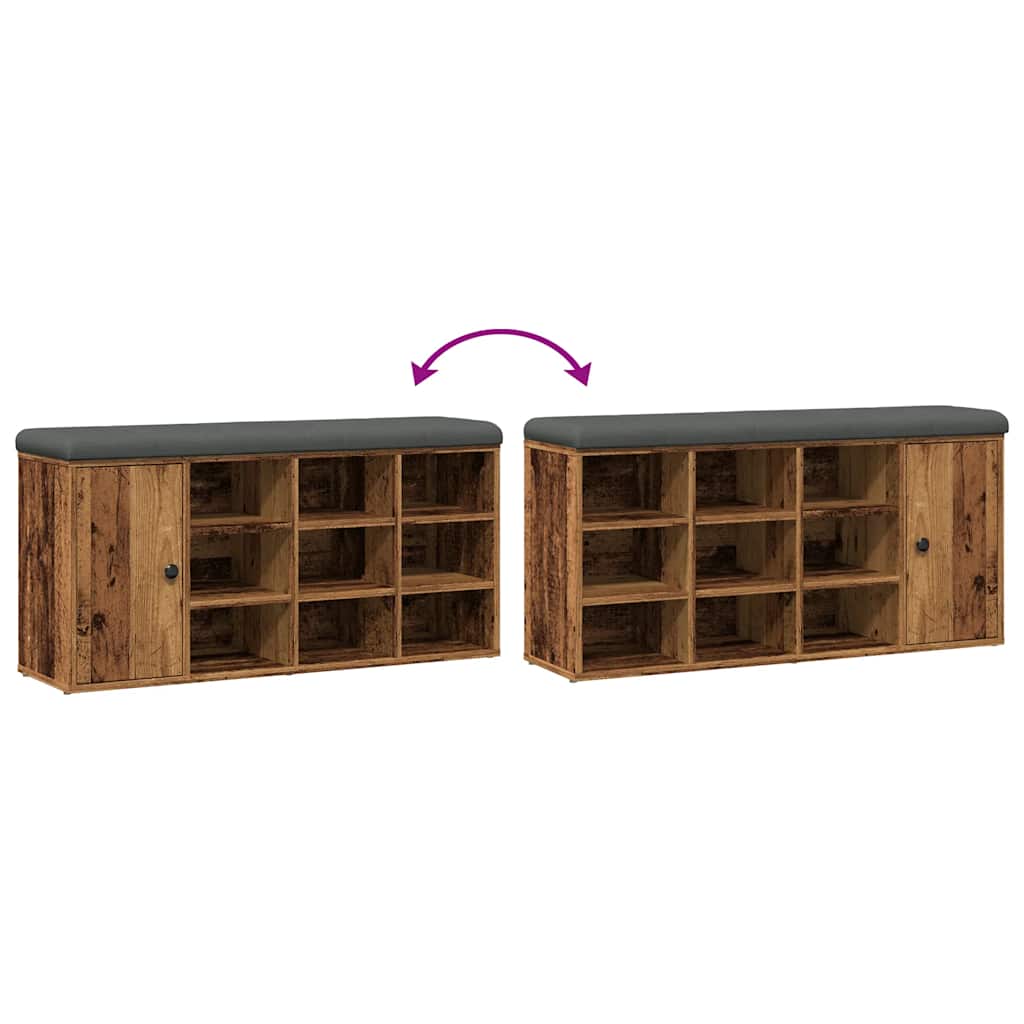 Schoenenbank 102x32x50 cm bewerkt hout oud houtkleurig is nu te koop bij PeponiXL, paradijselijk wonen!