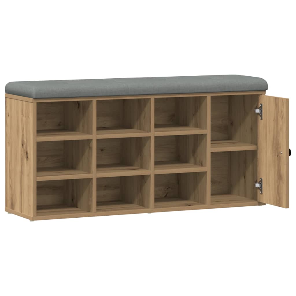 Schoenenbank 102x32x50 cm bewerkt hout artisanaal eikenkleur is nu te koop bij PeponiXL, paradijselijk wonen!