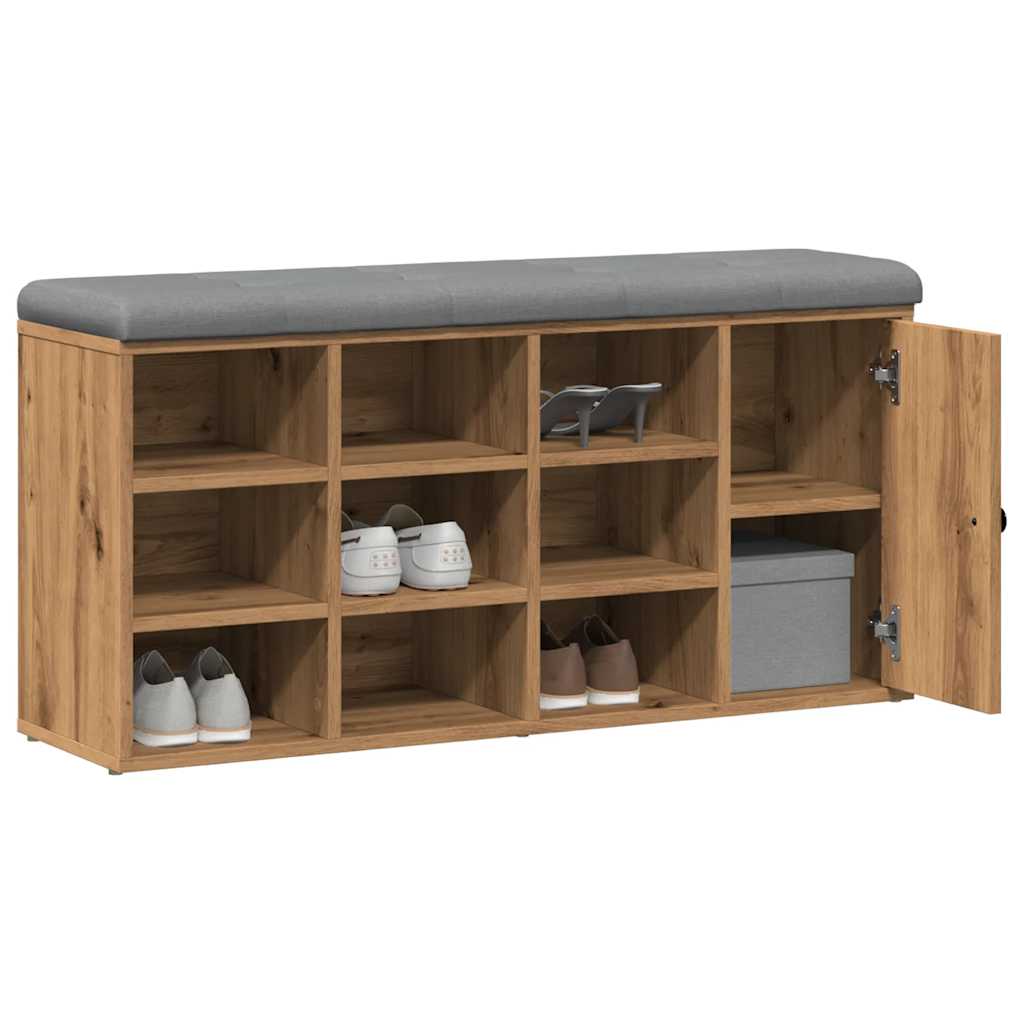 Schoenenbank 102x32x50 cm bewerkt hout artisanaal eikenkleur is nu te koop bij PeponiXL, paradijselijk wonen!
