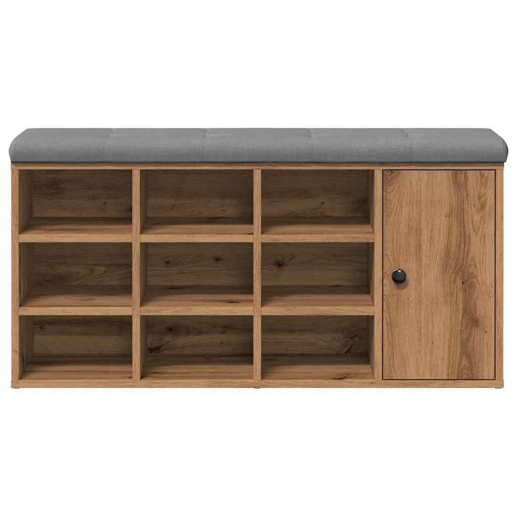 Schoenenbank 102x32x50 cm bewerkt hout artisanaal eikenkleur is nu te koop bij PeponiXL, paradijselijk wonen!