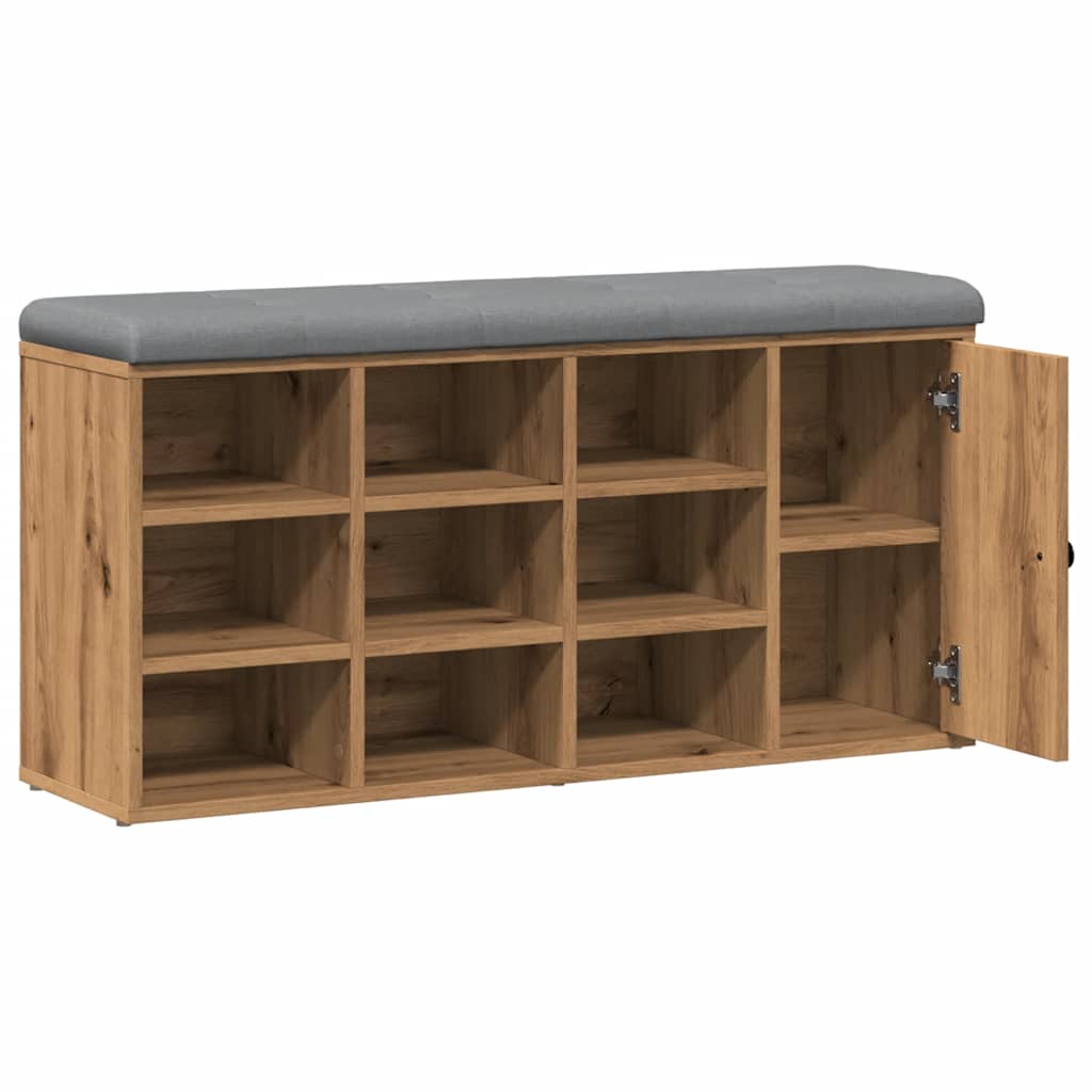 Schoenenbank 102x32x50 cm bewerkt hout artisanaal eikenkleur is nu te koop bij PeponiXL, paradijselijk wonen!