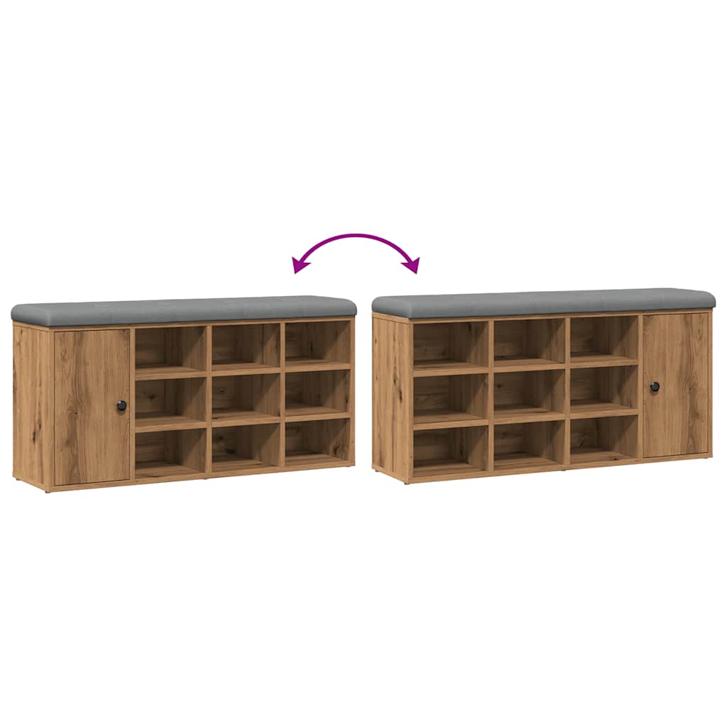 Schoenenbank 102x32x50 cm bewerkt hout artisanaal eikenkleur is nu te koop bij PeponiXL, paradijselijk wonen!