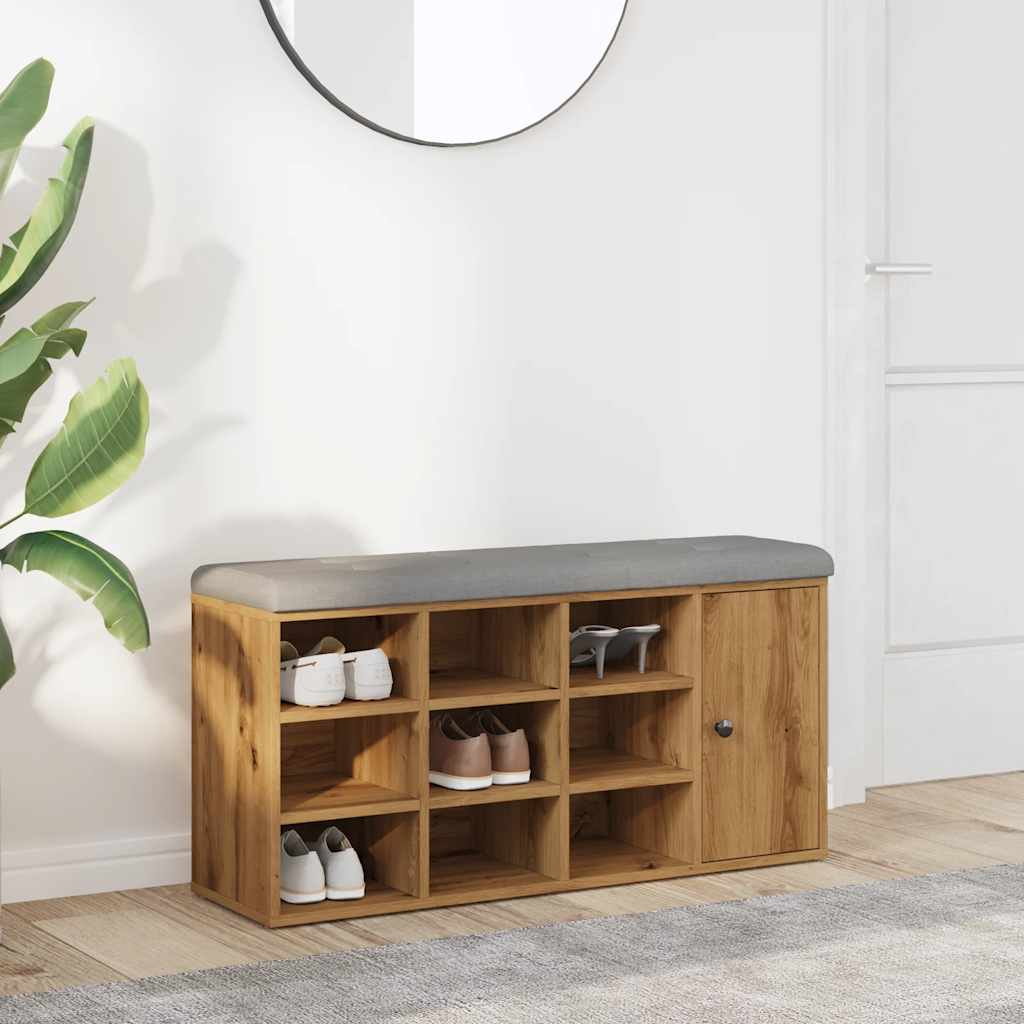 Schoenenbank 102x32x50 cm bewerkt hout artisanaal eikenkleur is nu te koop bij PeponiXL, paradijselijk wonen!