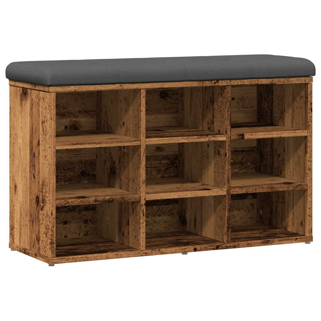 Schoenenbank 82x32x50 cm bewerkt hout oud houtkleurig is nu te koop bij PeponiXL, paradijselijk wonen!