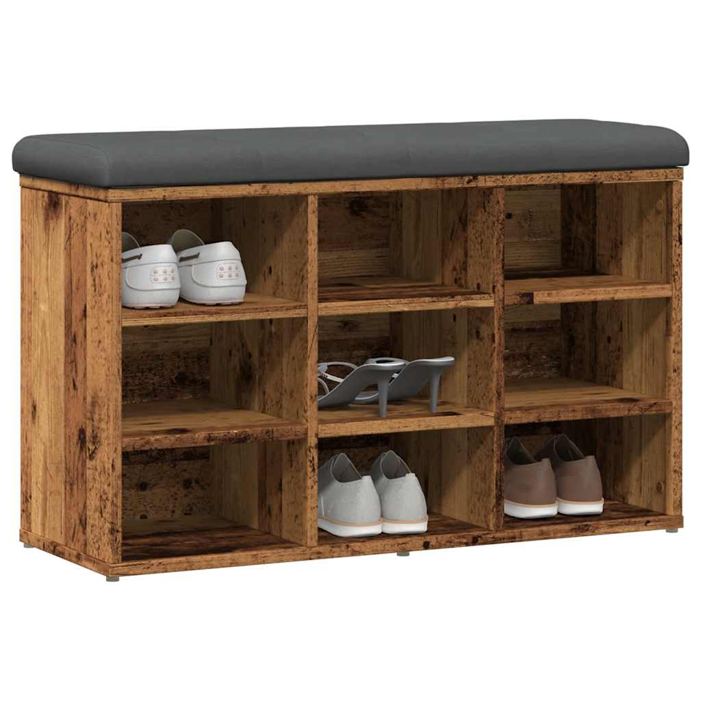Schoenenbank 82x32x50 cm bewerkt hout oud houtkleurig is nu te koop bij PeponiXL, paradijselijk wonen!