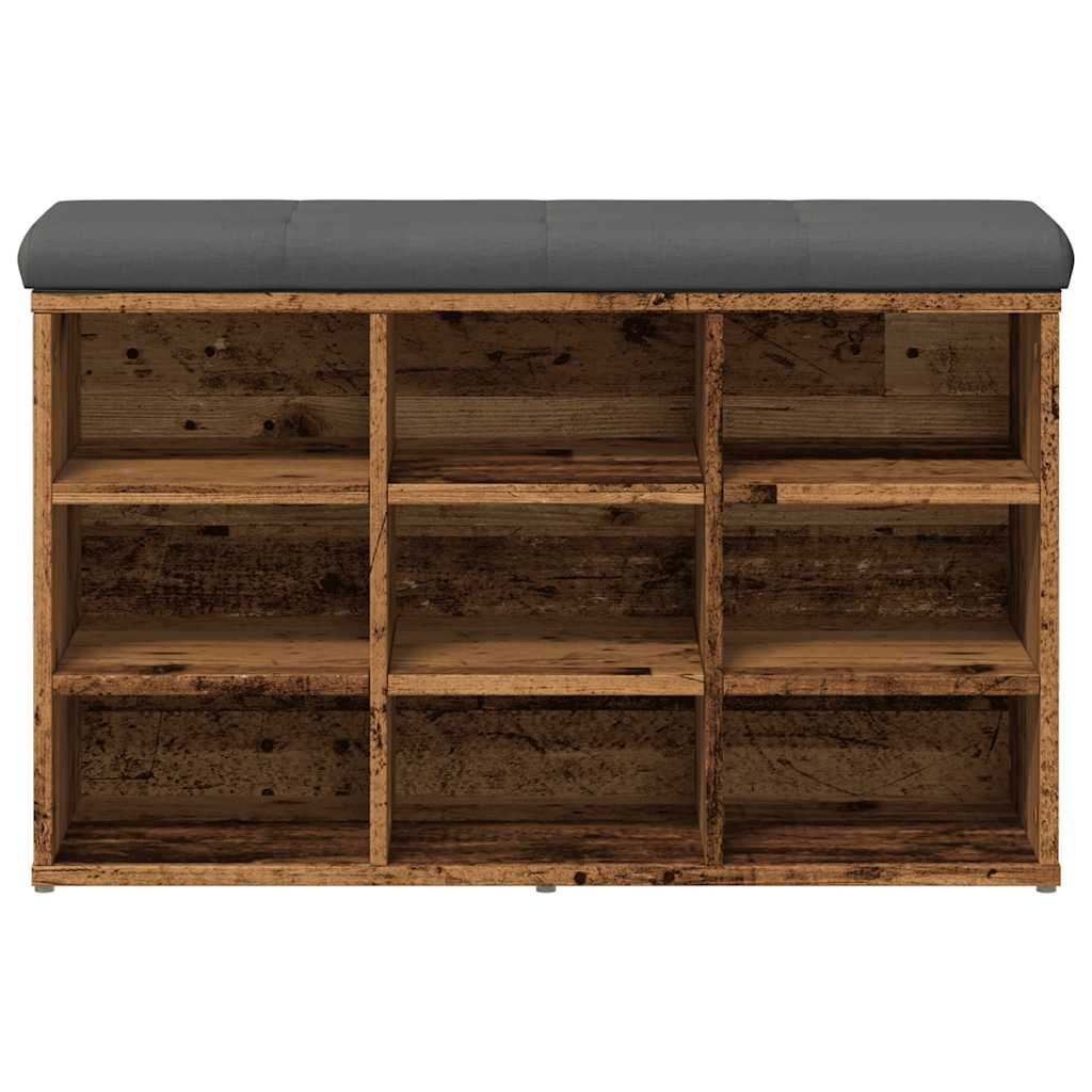Schoenenbank 82x32x50 cm bewerkt hout oud houtkleurig is nu te koop bij PeponiXL, paradijselijk wonen!
