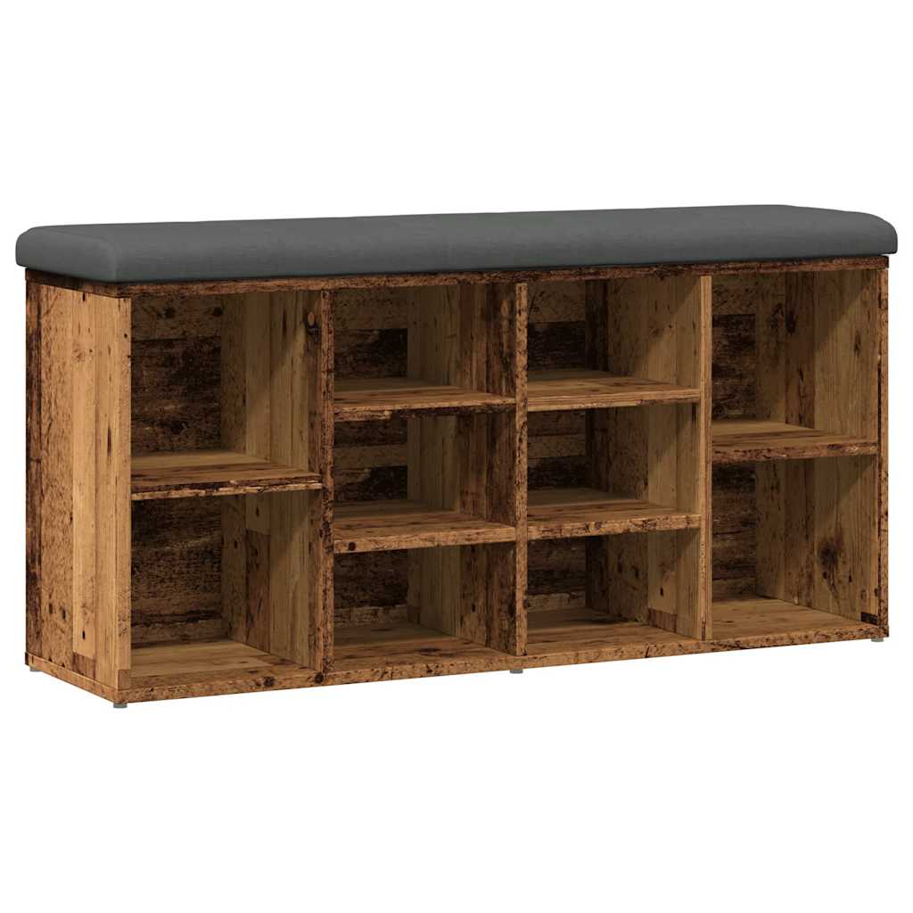 Schoenenbank 102x32x50 cm bewerkt hout oud houtkleurig is nu te koop bij PeponiXL, paradijselijk wonen!