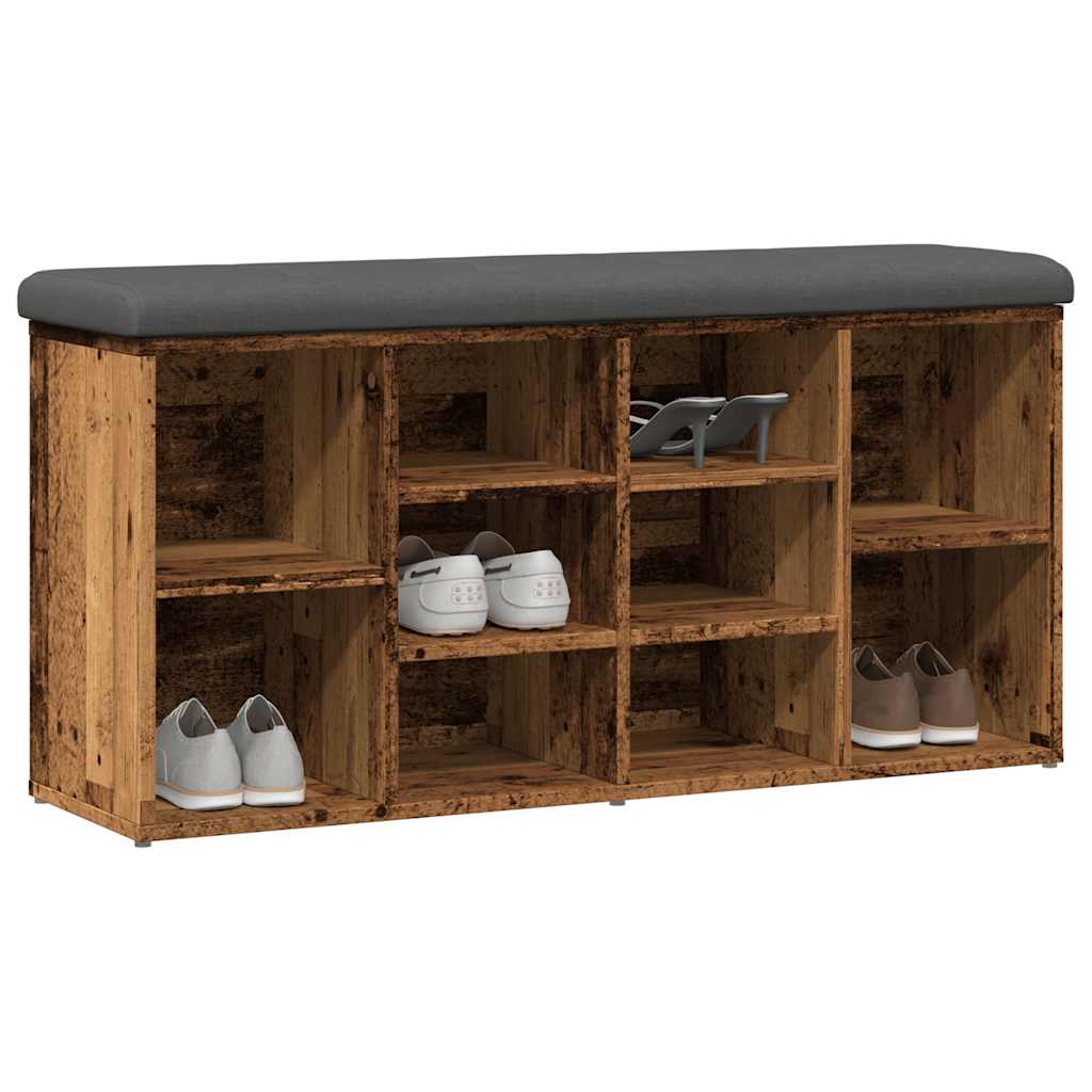 Schoenenbank 102x32x50 cm bewerkt hout oud houtkleurig is nu te koop bij PeponiXL, paradijselijk wonen!