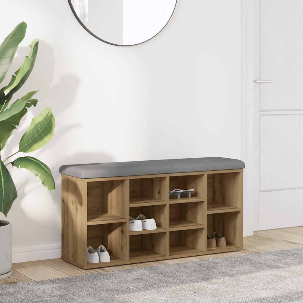Schoenenbank 82x32x45,5 cm bewerkt hout artisanaal eikenkleur is nu te koop bij PeponiXL, paradijselijk wonen!