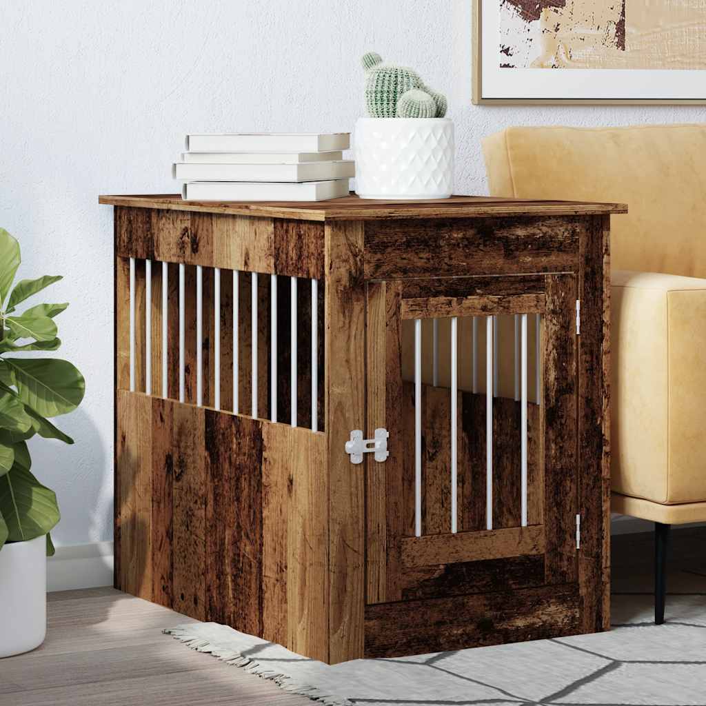 Hondenbench 55x80x68 cm bewerkt hout oud houtkleurig is nu te koop bij PeponiXL, paradijselijk wonen!