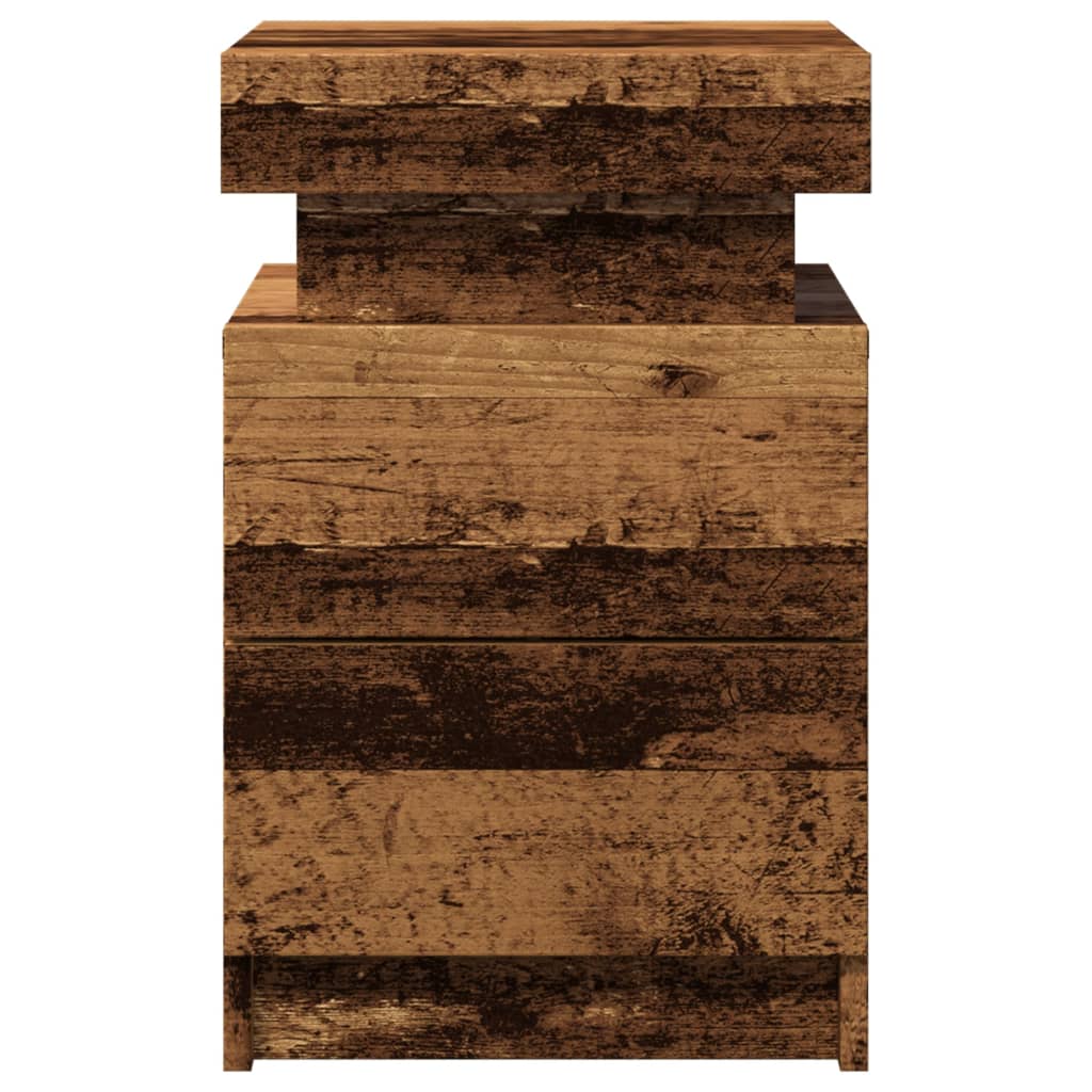 Nachtkastje met LED 35x39x55 cm bewerkt hout oud houtkleurig is nu te koop bij PeponiXL, paradijselijk wonen!