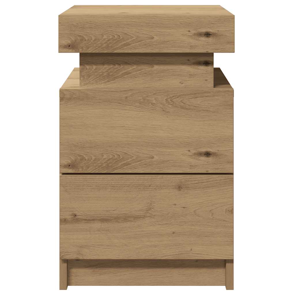 Nachtkastjes 2 st met LED 35x39x55 cm hout artisanaal eiken is nu te koop bij PeponiXL, paradijselijk wonen!
