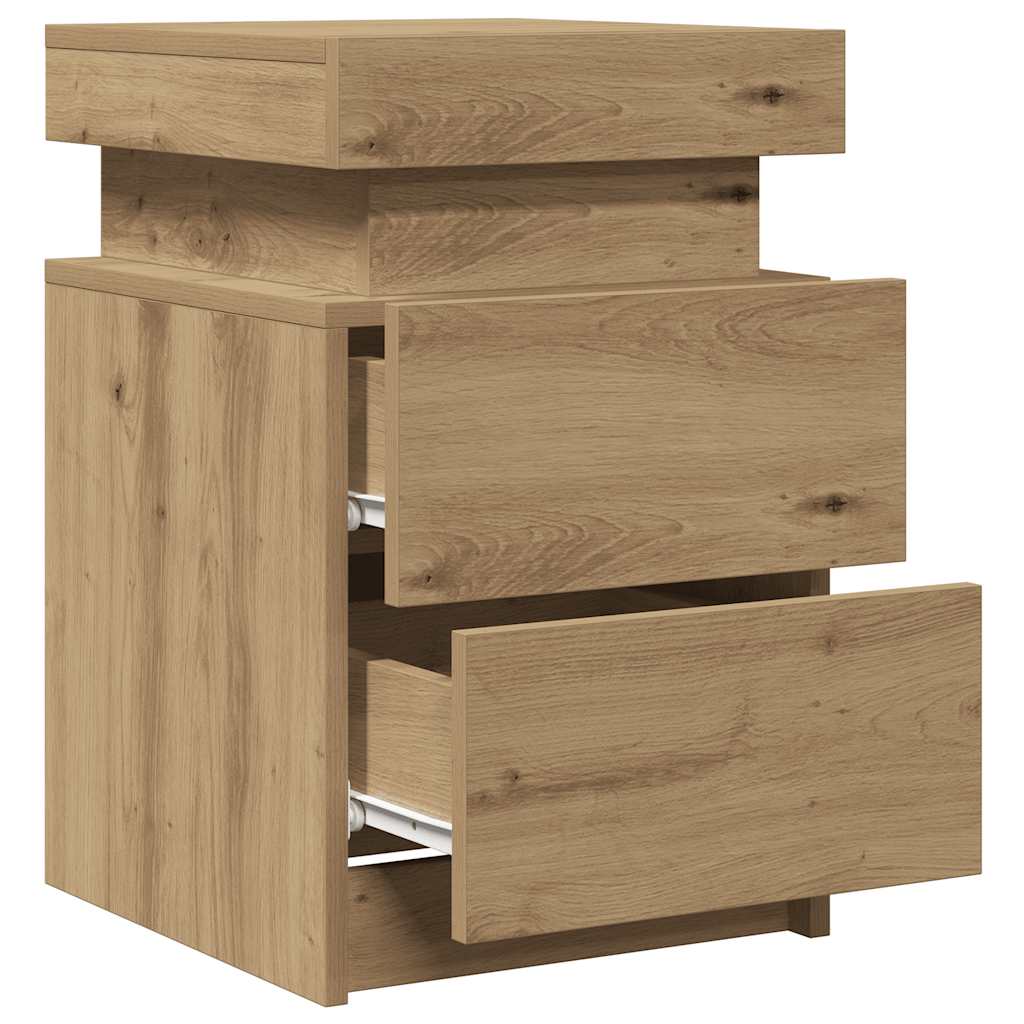 Nachtkastjes 2 st met LED 35x39x55 cm hout artisanaal eiken is nu te koop bij PeponiXL, paradijselijk wonen!