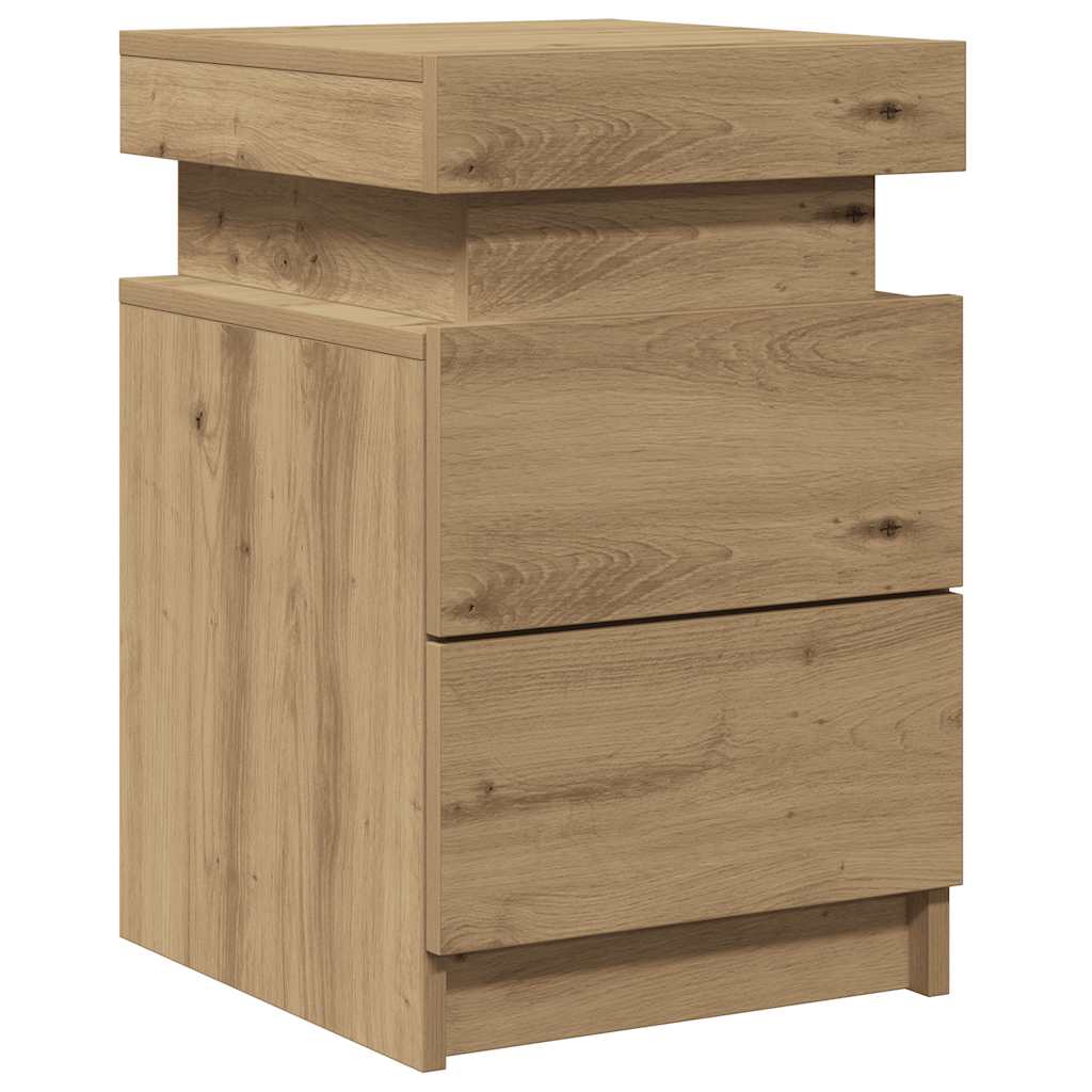 Nachtkastjes 2 st met LED 35x39x55 cm hout artisanaal eiken is nu te koop bij PeponiXL, paradijselijk wonen!